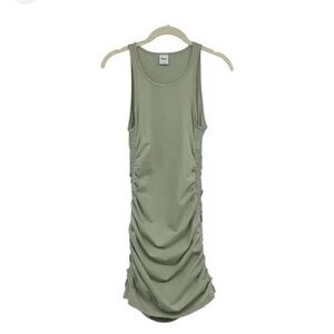 Aritzia TNA Malibu Sage Green Ruched Stretch Tank Dress, Small